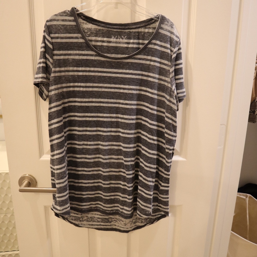 Green and Grey Striped Tee